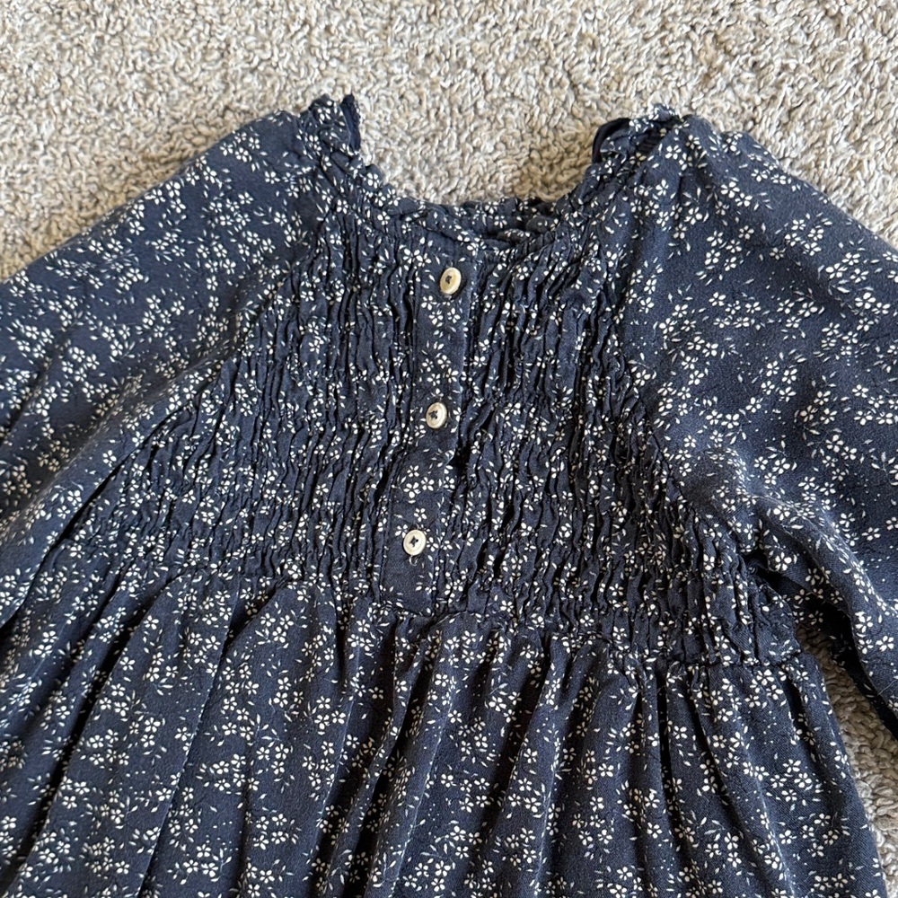 5/$25: Zara Dark Blue Floral Kids Dress - Picture 3 of 6